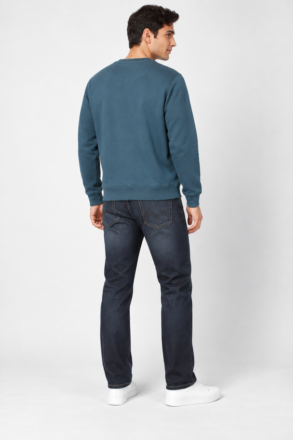 Men's Knitted Cotton Brushed Fleece Regular Fit Sweatshirt – Pacific |