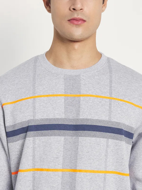 Plus Size Men Grey Checked Sweatshirt