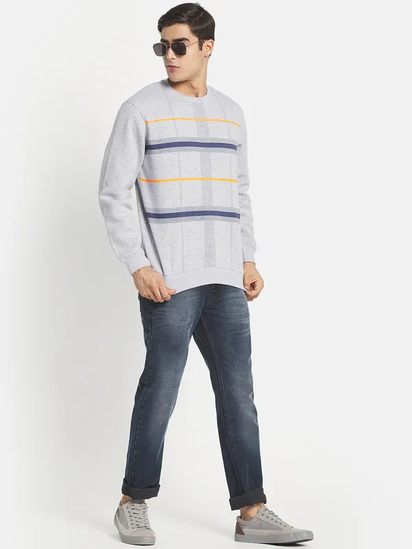 Plus Size Men Grey Checked Sweatshirt