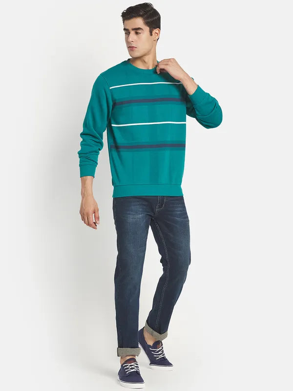 Men Green Checked Sweatshirt