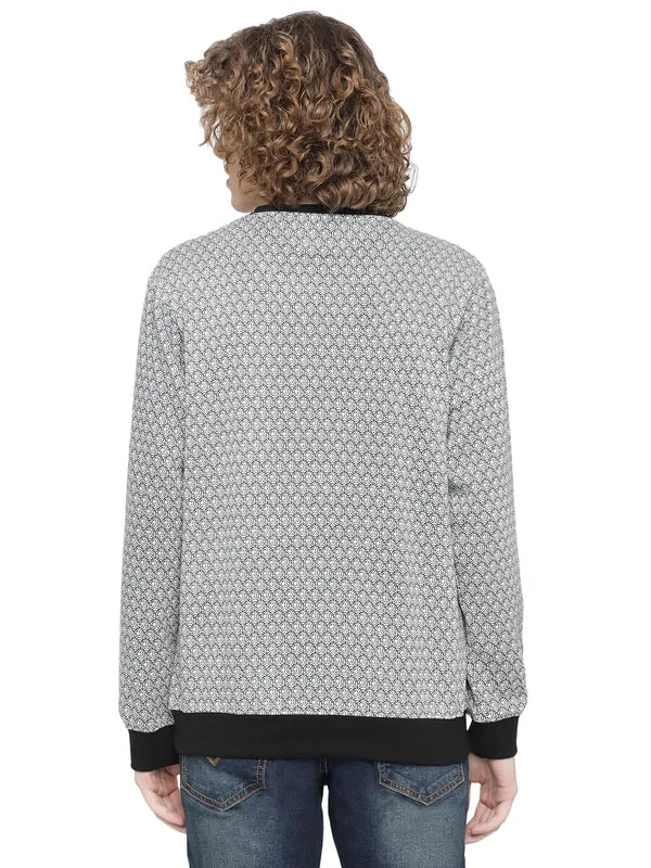 Octave Men Grey Printed Fleece Sweatshirt