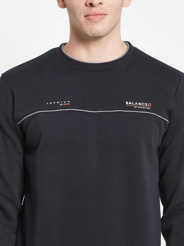 Men Navy Blue Printed Sweatshirt