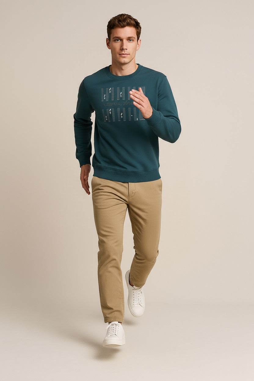 Octave Men Printed Round Neck Sweatshirt