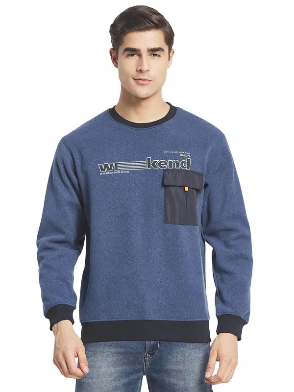 Octave Men Blue Printed Sweatshirt