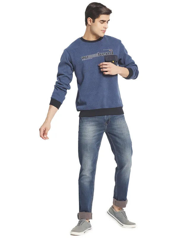 Octave Men Blue Printed Sweatshirt