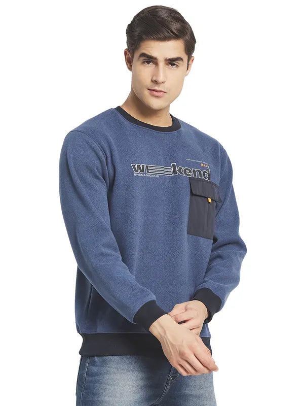 Octave Men Blue Printed Sweatshirt