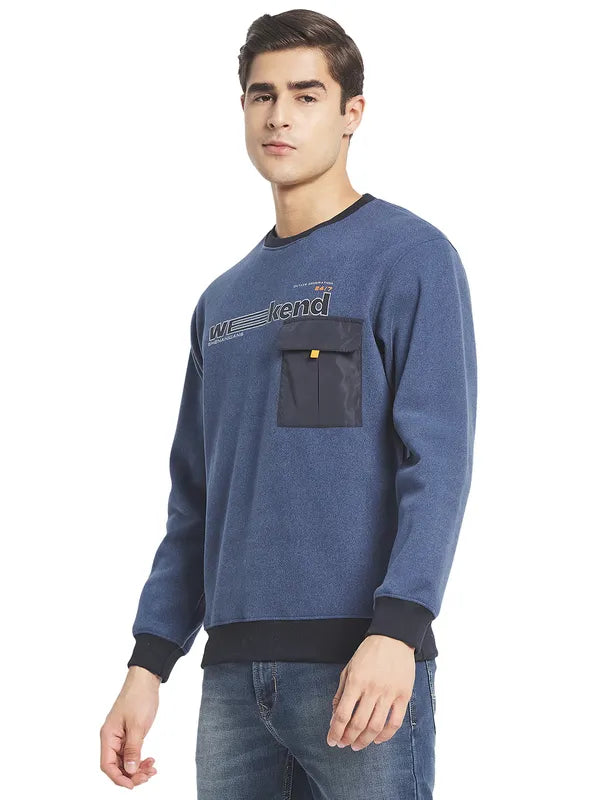 Octave Men Blue Printed Sweatshirt