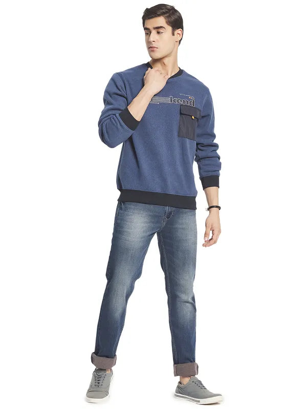 Octave Men Blue Printed Sweatshirt