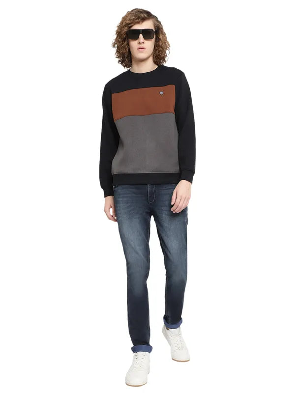 Octave Men Grey Colourblocked Sweatshirt