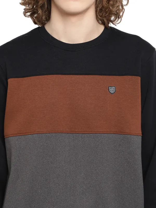 Octave Men Grey Colourblocked Sweatshirt