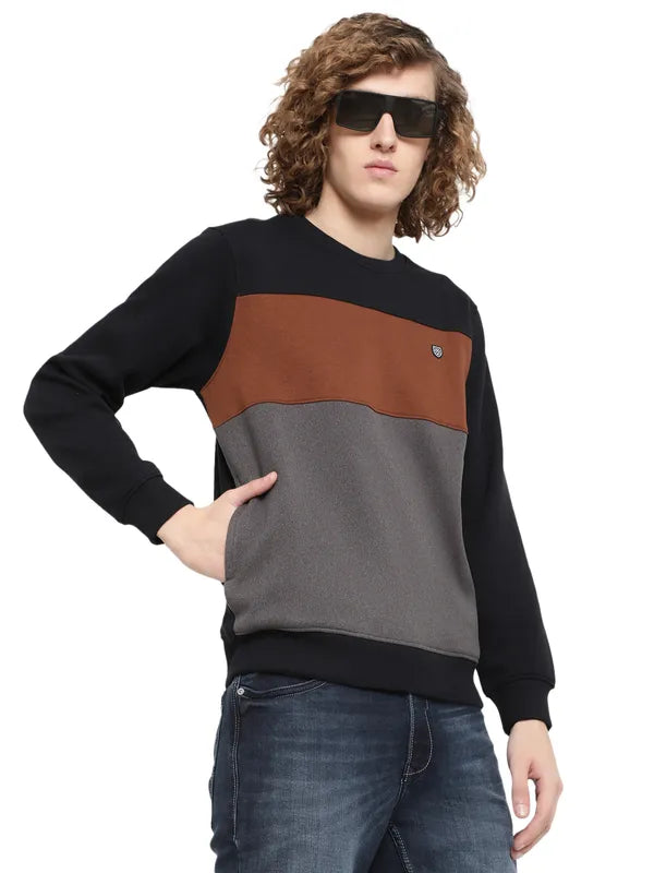 Octave Men Grey Colourblocked Sweatshirt
