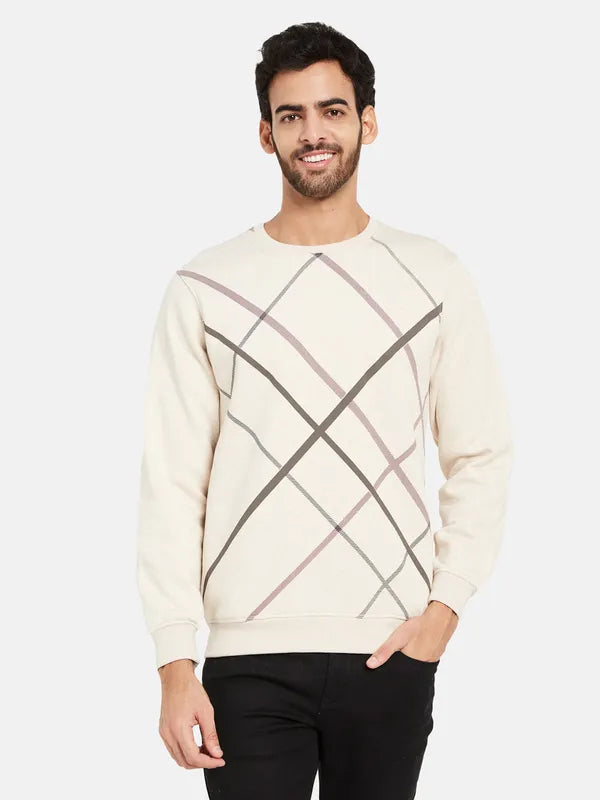 Octave Geometric Printed Long Sleeves Fleece Pullover
