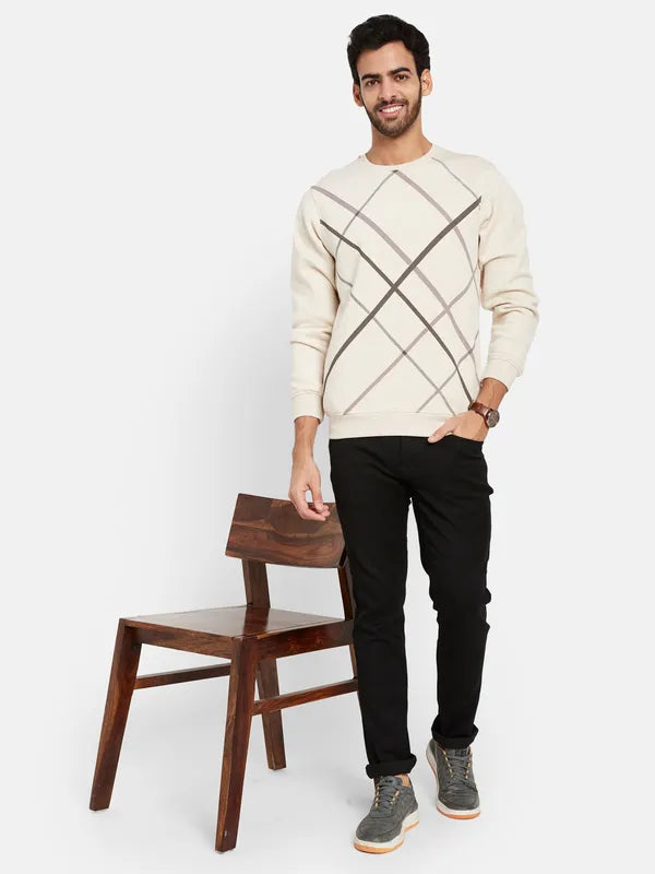 Octave Geometric Printed Long Sleeves Fleece Pullover