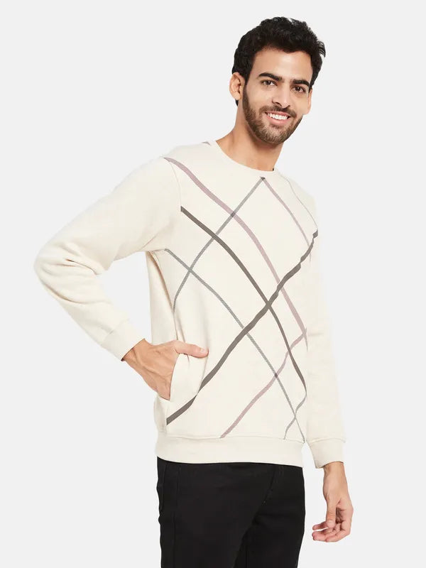 Octave Geometric Printed Long Sleeves Fleece Pullover