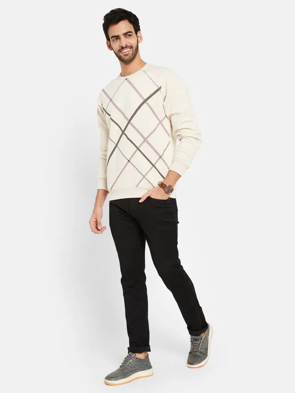 Octave Geometric Printed Long Sleeves Fleece Pullover