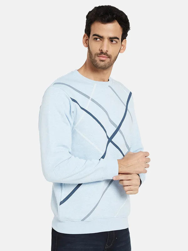 Octave Men Blue Checked Sweatshirt