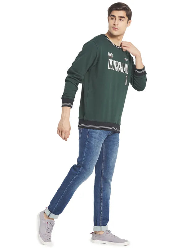 Octave Men Green Printed Sweatshirt