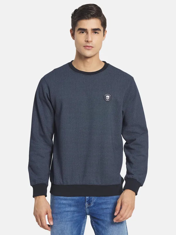 Octave Men Navy Blue Fleece Sweatshirt