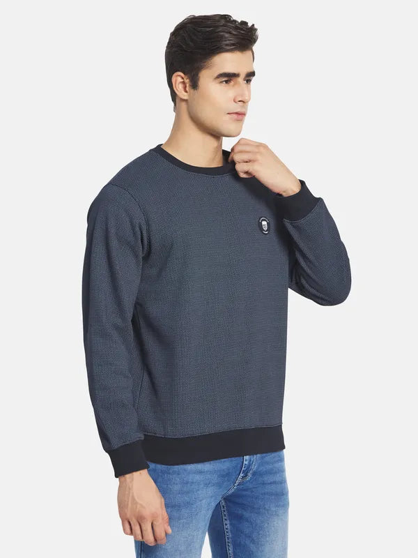 Octave Men Navy Blue Fleece Sweatshirt