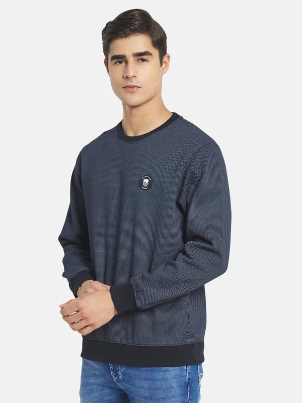 Octave Men Navy Blue Fleece Sweatshirt
