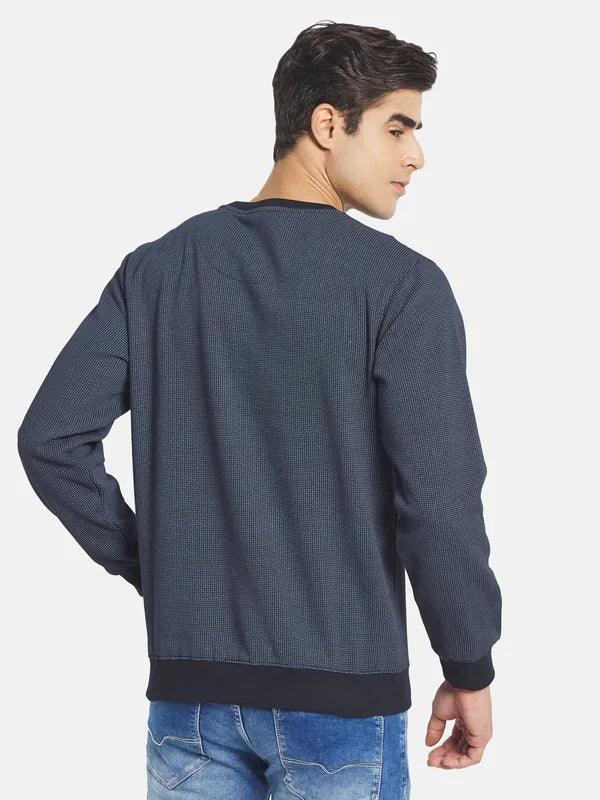Octave Men Navy Blue Fleece Sweatshirt