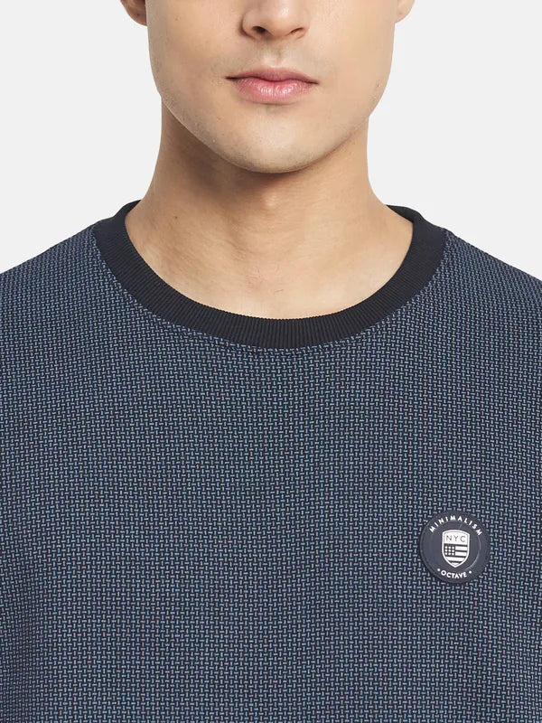 Octave Men Navy Blue Fleece Sweatshirt