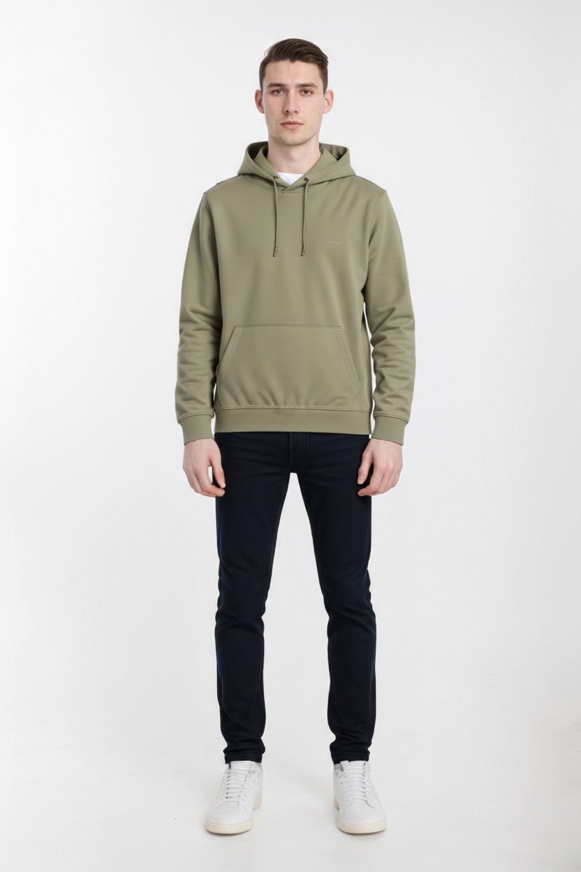 Octave Men Light Olive Solid Hooded Sweatshirt