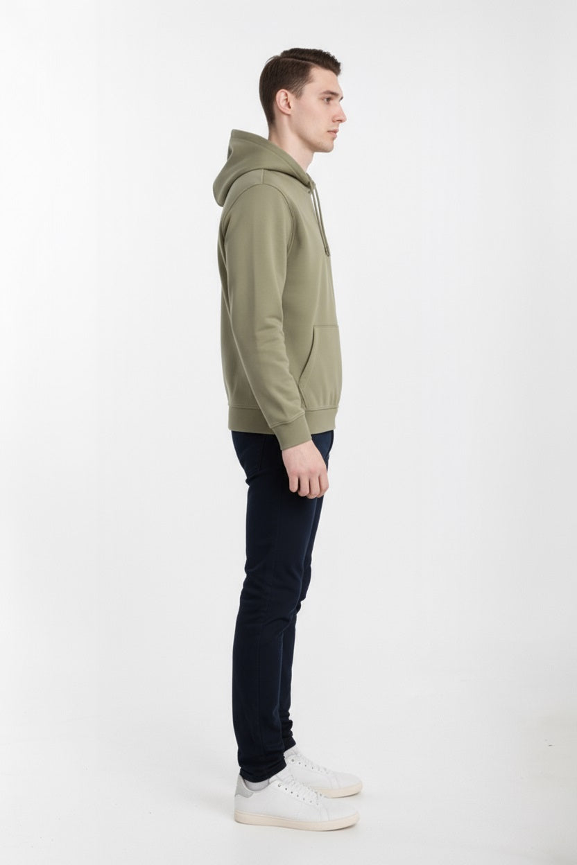 Octave Men Light Olive Solid Hooded Sweatshirt