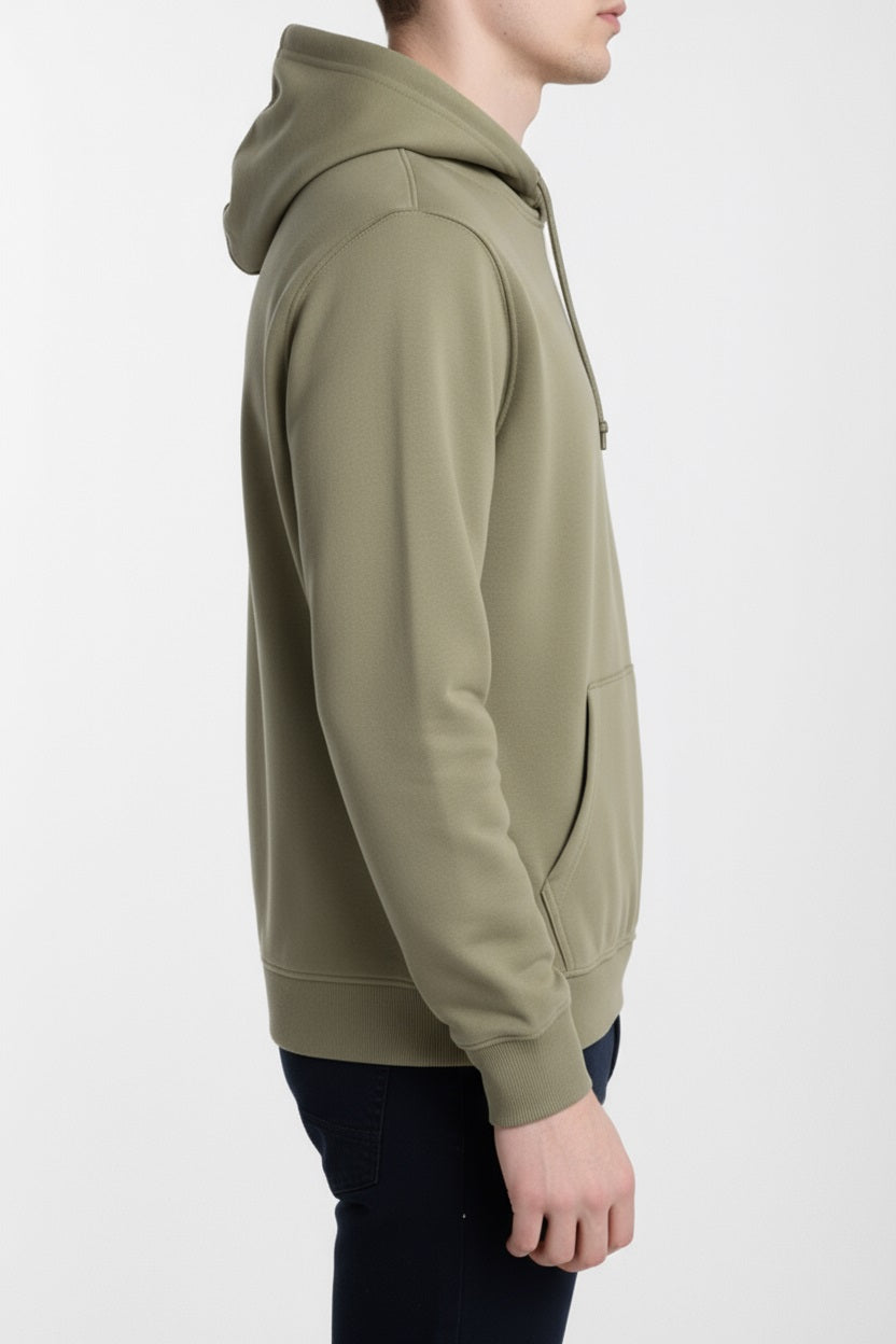 Octave Men Light Olive Solid Hooded Sweatshirt