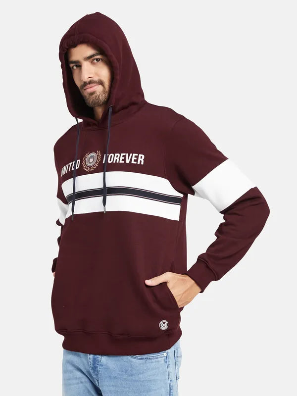 Octave Striped Long Sleeves Fleece Hood Pullover Sweatshirt