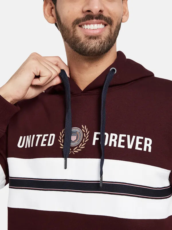 Octave Striped Long Sleeves Fleece Hood Pullover Sweatshirt