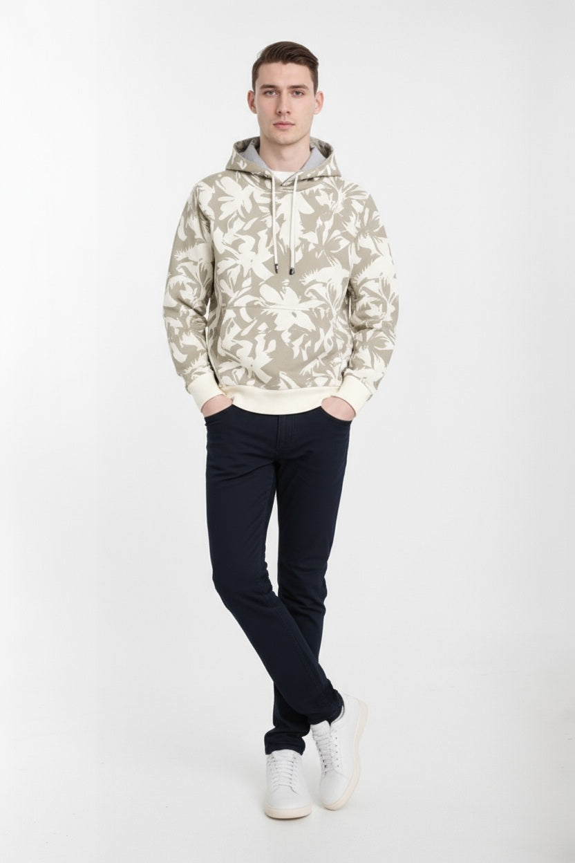 Ocatve Men Floral Print Hood Neck Sweatshirt