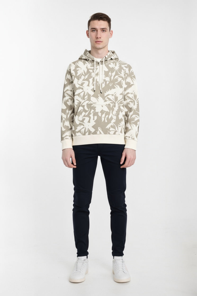 Ocatve Men Floral Print Hood Neck Sweatshirt