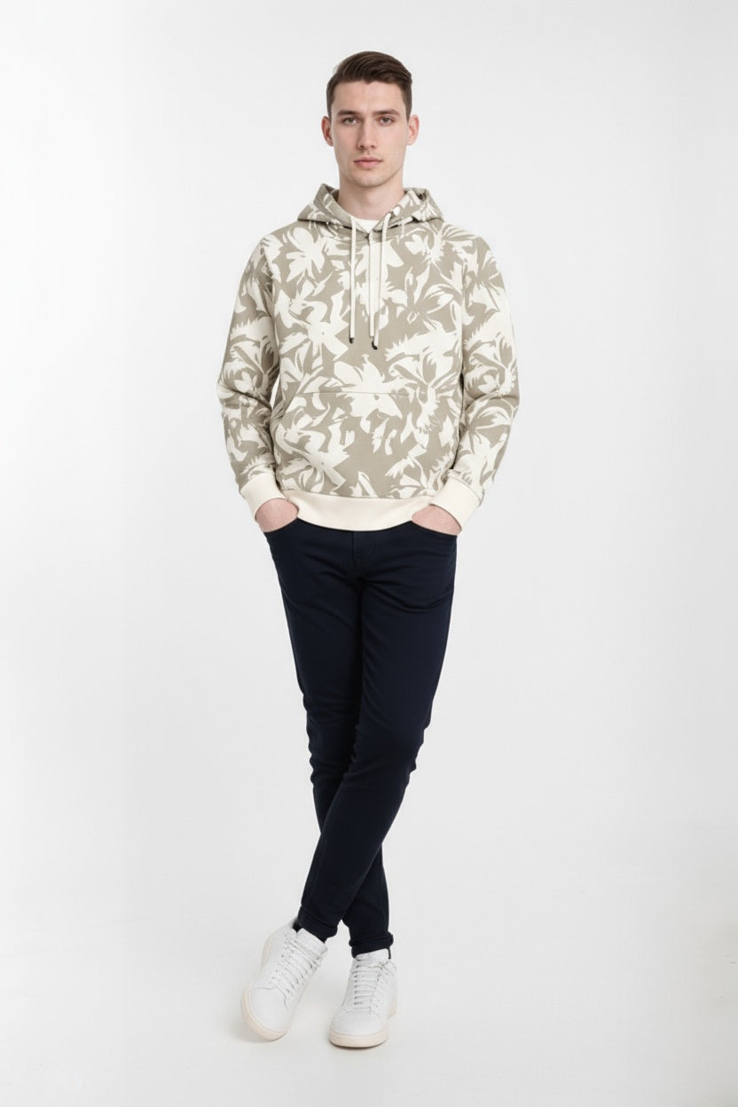 Ocatve Men Floral Print Hood Neck Sweatshirt