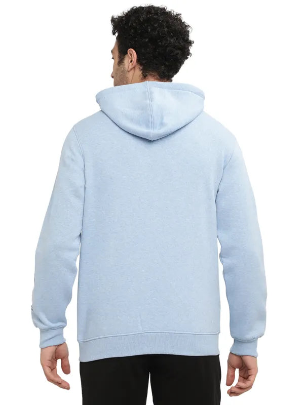 Octave Men Blue Printed Hooded Sweatshirt