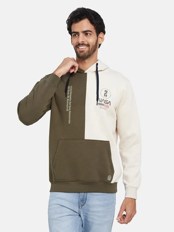 Octave Colourblocked Nasa Fleece Hooded Pullover Sweatshirt