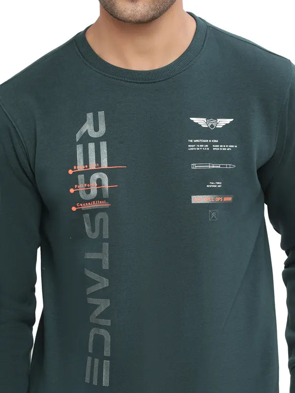 Octave Men Green Printed Sweatshirt