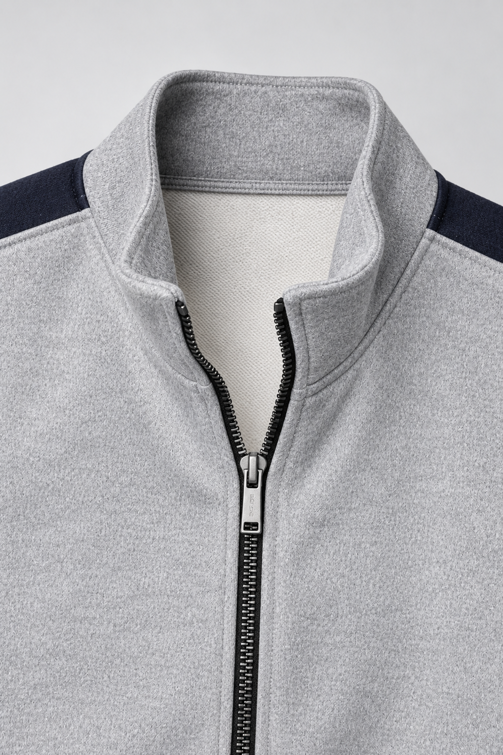 Men’s Regular Fit German Velvet Full-Zip Sweatshirt – Grey Melange