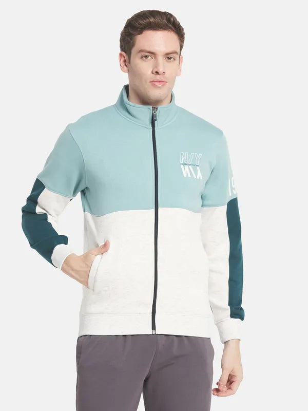 Men Blue Colourblocked Sweatshirt