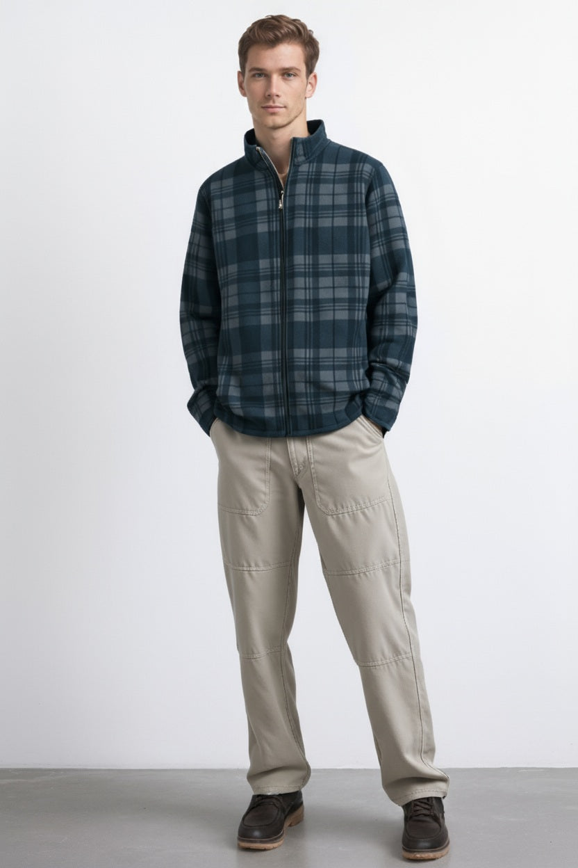 Octave Men Checked Mandrain Neck Sweatshirt