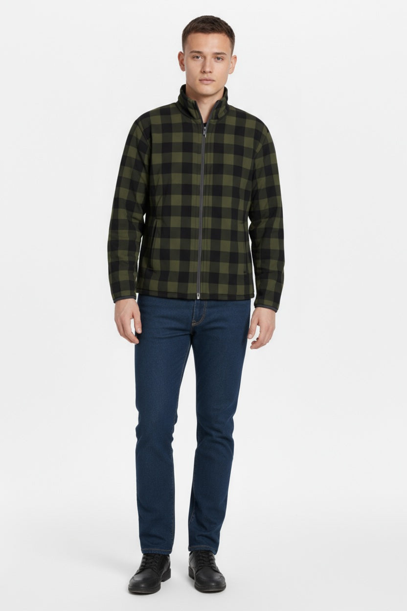 Octave Men Checked Mandrain Neck Sweatshirt