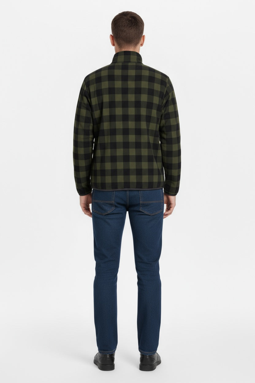 Octave Men Checked Mandrain Neck Sweatshirt