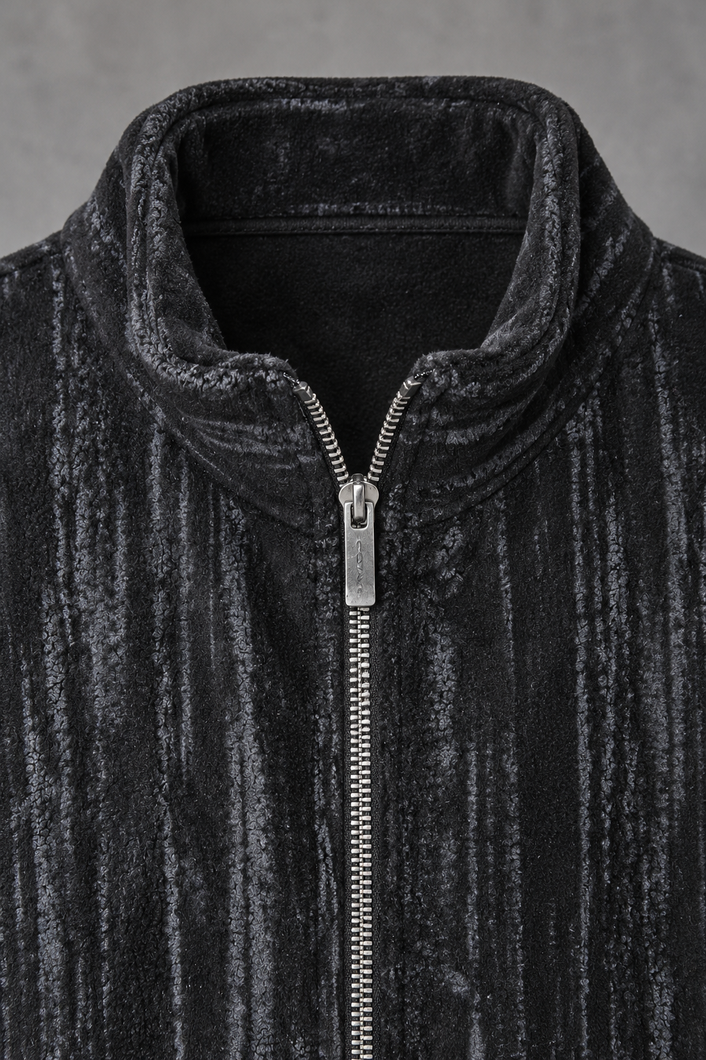 Men's Black Polar Texture Zip-Up Sweatshirt | Ultra Warm Knitted Winter Pullover