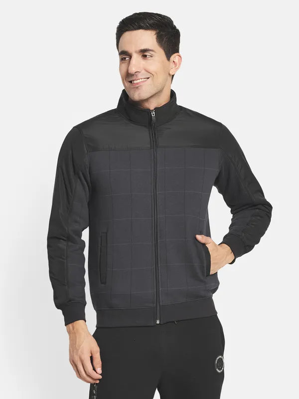 Men Grey Checked Sweatshirt