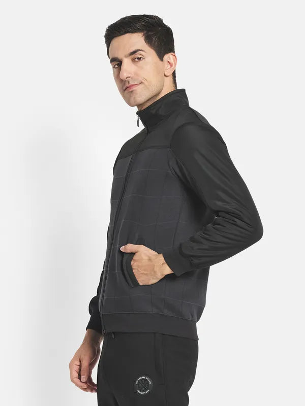 Men Grey Checked Sweatshirt