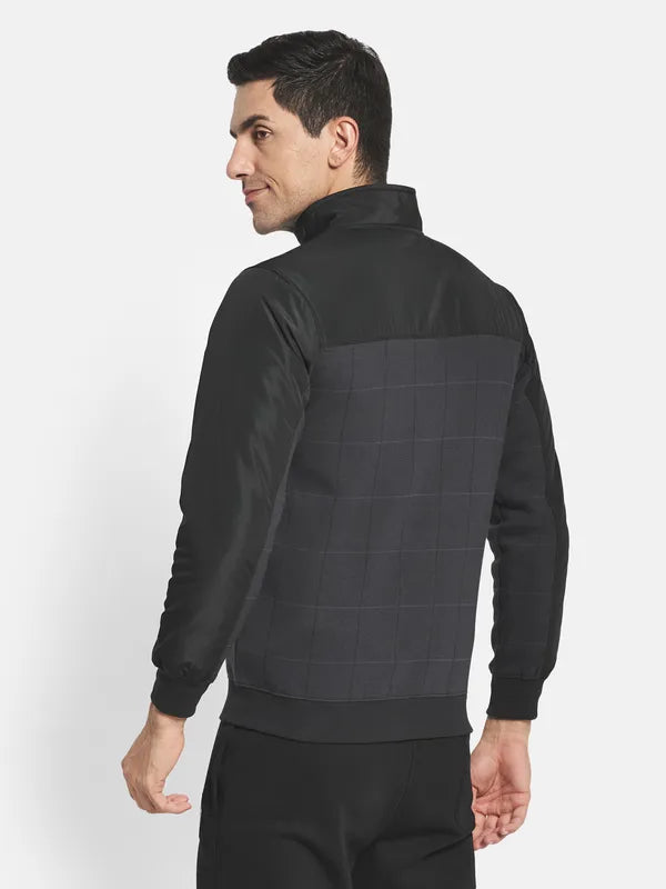 Men Grey Checked Sweatshirt