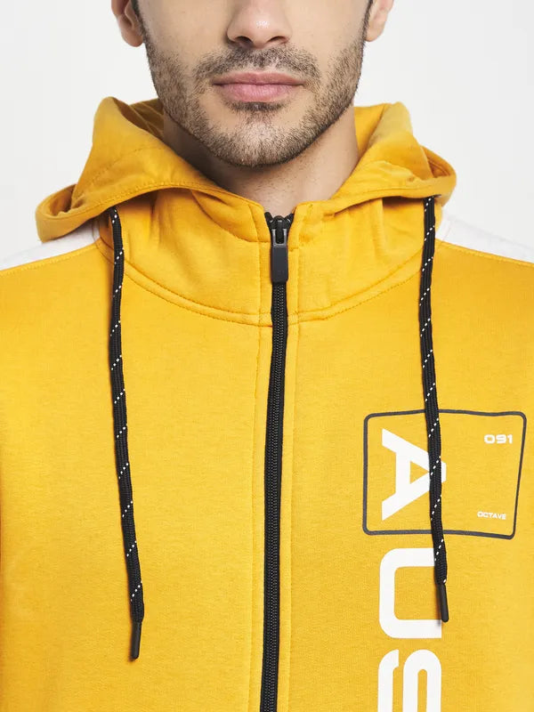 Men Yellow Colourblocked Hooded Sweatshirt