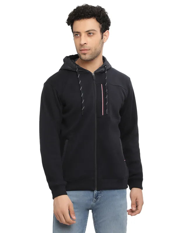 Octave Men Navy Blue Hooded Sweatshirt