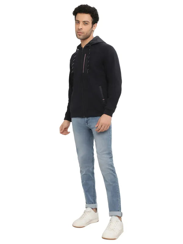 Octave Men Navy Blue Hooded Sweatshirt