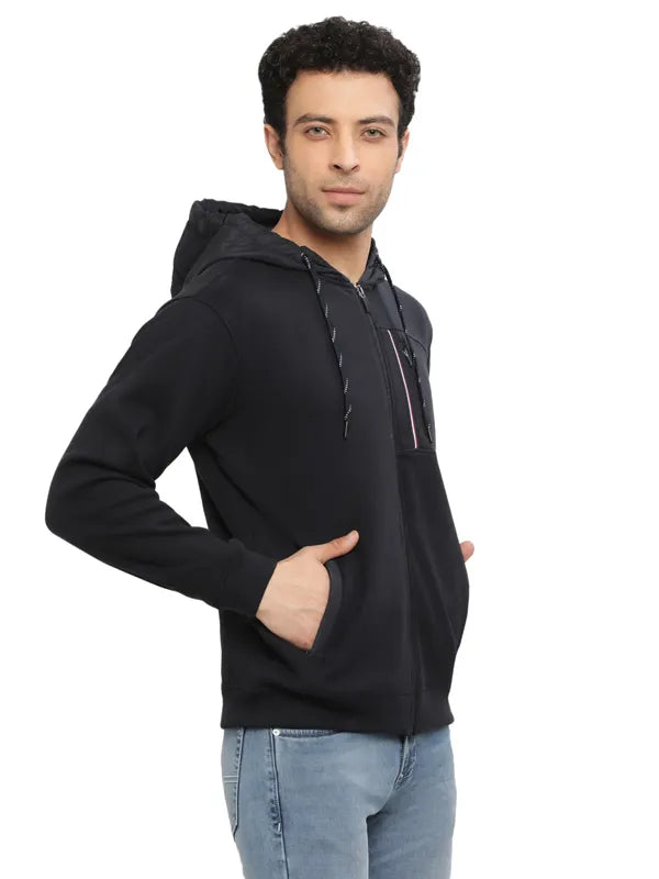 Octave Men Navy Blue Hooded Sweatshirt